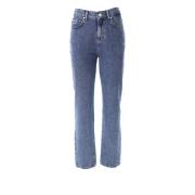 Blauwe Denim Straight Leg Jeans Moschino , Blue , Dames