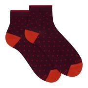 Bordeaux Polka Dot Korte Katoenen Sokken Gallo , Multicolor , Dames