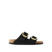 Grote Gesp Sandalen van Glad Lamsvacht Birkenstock , Black , Dames