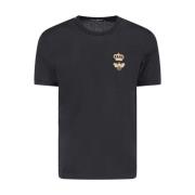 Zwart T-shirt met Gouden Details Dolce & Gabbana , Black , Heren