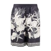 Barocco Sea Print Zijden Bermuda Shorts Versace , Black , Heren