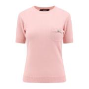 Luxe Wol Kasjmier Trui met Medusa Versace , Pink , Dames