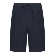 Blauwe Linnen Shorts 120% Lino , Blue , Heren