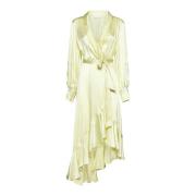 Gele Zijden Wikkel Midi Jurk Zimmermann , Yellow , Dames