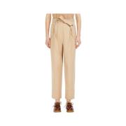 Beige Katoenen Wortel Pasvorm Broek Max Mara Weekend , Beige , Dames