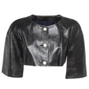 Pre-owned Leather outerwear Chanel Vintage , Black , Dames