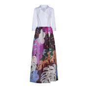 Bloemenprint jurk met plooien Sara Roka , Multicolor , Dames