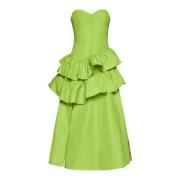 Groene Taffeta Gerimpelde A-Lijn Jurk Marchesa , Green , Dames