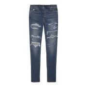 Vervaagde Skinny Jeans met Distressed Finish Amiri , Blue , Heren