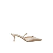 Witte Satijnen Sandalen met Puntige Neus Roberto Festa , Beige , Dames