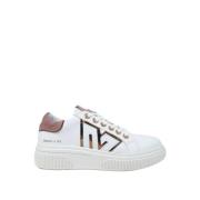 Witte Leren Sneakers met Spiegelende Details Emanuelle Vee , White , D...