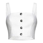 Geruite Patroon Vierkante Hals Top Alessandra Rich , White , Dames