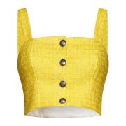 Gele Tweed Check Top Open Rug Alessandra Rich , Yellow , Dames