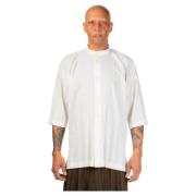 Witte Geplooide Shirt met Spreidkraag Issey Miyake , White , Heren