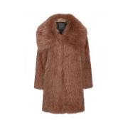 Faux Fur Caban Coat Bruin Pinko , Brown , Dames