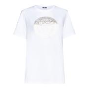 Luxe Medusa Head T-shirt Wit Goud Versace , White , Dames