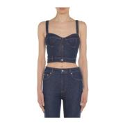 Denim Top voor Stijlvolle Look Moschino , Blue , Dames