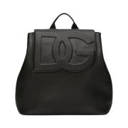 Zwarte Gehamerd Leren Rugzak Dolce & Gabbana , Black , Heren