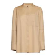 Kameelwol Overhemd Gebogen Zoom Jil Sander , Beige , Dames