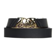 Zwart/Goud-tone Leren Seal Armband Alexander McQueen , Black , Dames