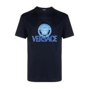 Medusa Logo Katoenen T-Shirt Navy Versace , Blue , Heren