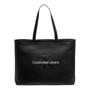Stijlvolle Tote Bag met Ritssluiting Calvin Klein Jeans , Black , Dame...