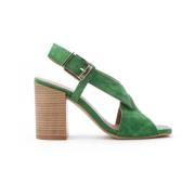 High Heel Sandals Carmens , Green , Dames