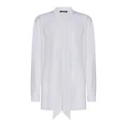 Zijden Crepe de Chine Sjaalkraag Shirt Dolce & Gabbana , White , Heren