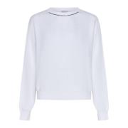 Witte Beaded Trim Sweater Brunello Cucinelli , White , Dames