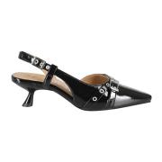 Open Kitten Heel Pump Ganni , Black , Dames