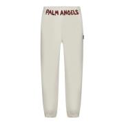 Seizoenslogo Sweatpants Stijl Broeken Palm Angels , Beige , Heren