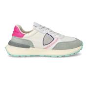 Vintage Racing Style Sneakers Wit Fuchsia Philippe Model , Multicolor ...