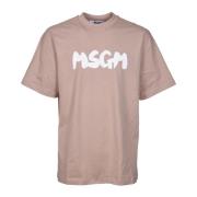 Iconische Beige Crew-Neck T-shirt Msgm , Beige , Heren