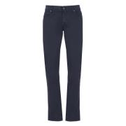 Blauwe Katoenen Broek met Logo Patch Jacob Cohën , Blue , Heren