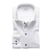 Slim Fit Shirt met Blauwe Knopen Eton , White , Heren