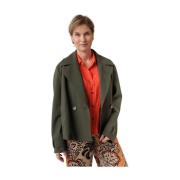 Groene Cropped Peacoat met Dubbele Knoopsluiting Harris Wharf London ,...