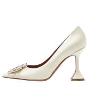 Pre-owned Satin heels Amina Muaddi Pre-owned , White , Dames