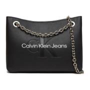 Gevormde Schouder Tas Herfst/Winter Collectie Calvin Klein , Black , D...