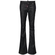 Zwarte Flared Stretch Denim Jeans Dsquared2 , Black , Dames