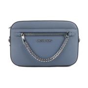 Denim Leren Crossbody Tas met Ketting Michael Kors , Blue , Dames