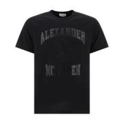 Zwart T-shirt met Logo en Schedel Alexander McQueen , Black , Heren