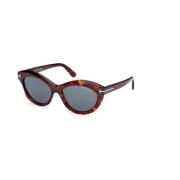 Rood Havana Blauw Zonnebril Ft1111 Tom Ford , Brown , Unisex