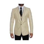 Beige Polka Dot Blazer Dolce & Gabbana , Beige , Heren