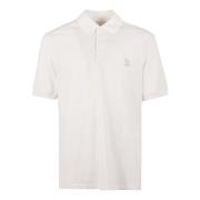 Witte Polo Shirt Katoen Geborduurd Logo Brunello Cucinelli , White , H...