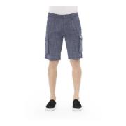 Cargo Katoenen Shorts met Logo Detail Baldinini , Blue , Heren