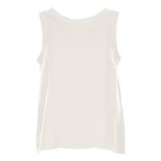 Linnen mouwloze top met strik Vicario Cinque , White , Dames