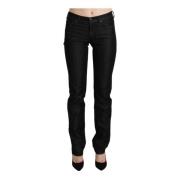 Zwarte Skinny Denim Broek Rits Sluiting Ermanno Scervino , Black , Dam...