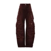 Burgundy Denim Wide Leg Trousers The Attico , Red , Dames