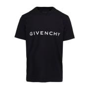 Zwarte Crewneck T-shirt met Letterprint Givenchy , Black , Heren