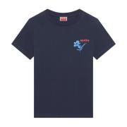 Getekende Bloemen T-shirt Kenzo , Blue , Dames